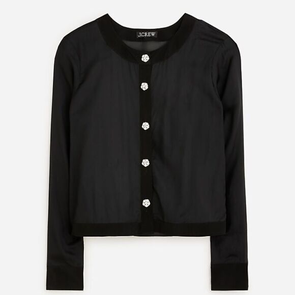 J.Crew Sheer Organza blouse with jewel buttons - Picture 1 of 12